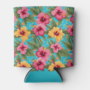 Pineapple tropical floral can cooler