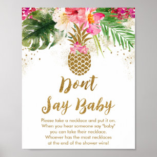 Pineapple Tropical Floral Don't Say Baby Game Poster