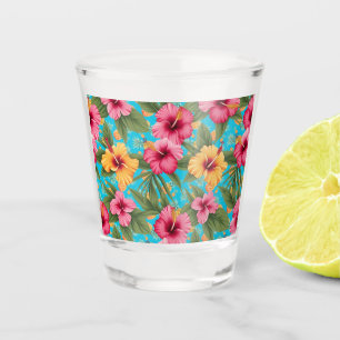 Pineapple tropical floral shot glass