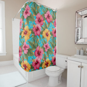 Pineapple tropical floral shower curtain