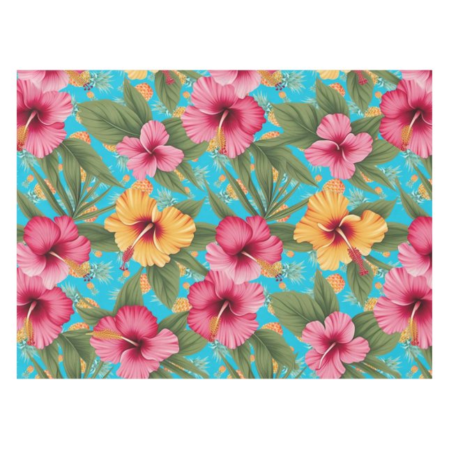 Pineapple tropical floral tablecloth (Front (Horizontal))