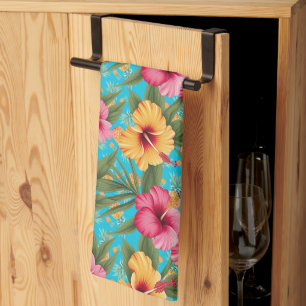 Pineapple tropical floral tea towel