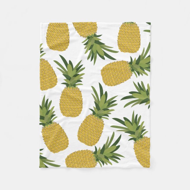 Pineapple Tropical Fruit Design Fleece Blanket (Front)