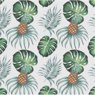 Pineapple Tropical fruit & leaf watercolor pattern
