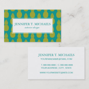 Pineapple Tropical Fruit   Monogram Business Card