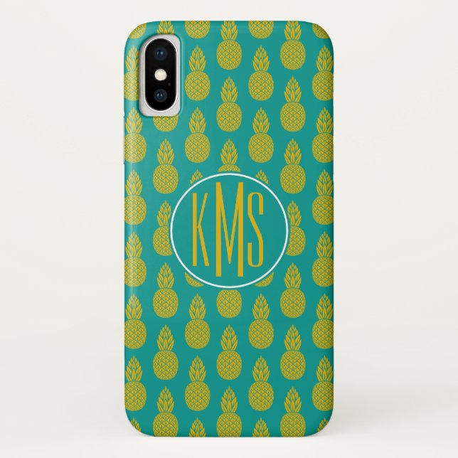Pineapple Tropical Fruit | Monogram Case-Mate iPhone Case (Back)