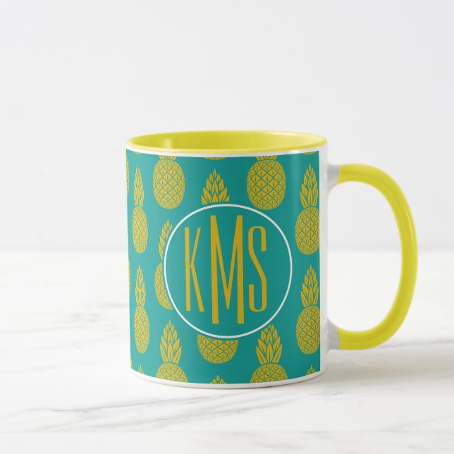 Pineapple Tropical Fruit | Monogram Mug (Right)
