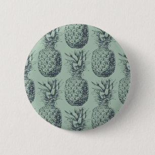 Pineapple, tropical fruit pattern design 6 cm round badge