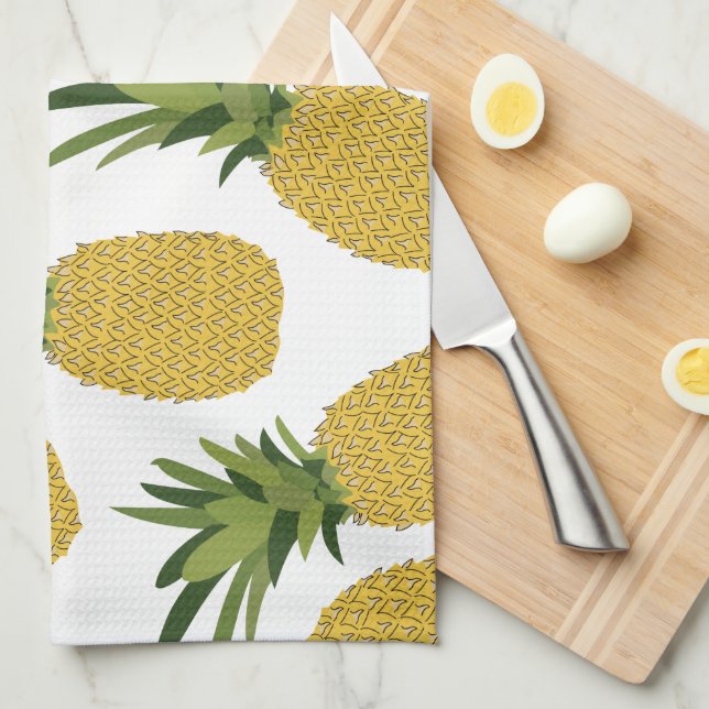Pineapple Tropical Fruit Pattern Tea Towel (Quarter Fold)