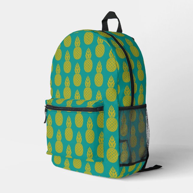 Pineapple Tropical Fruit Printed Backpack (Back Corner Right)