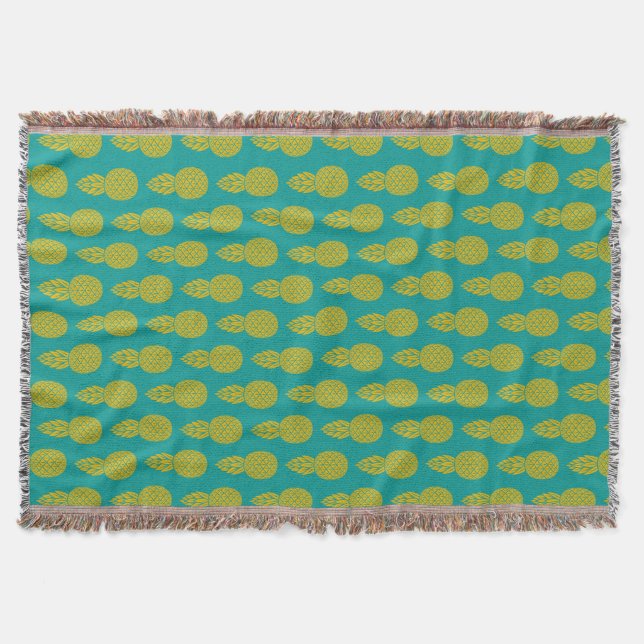 Pineapple Tropical Fruit Throw Blanket (Front)