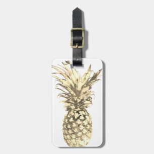 Pineapple Tropical Gold on White Luggage Tag