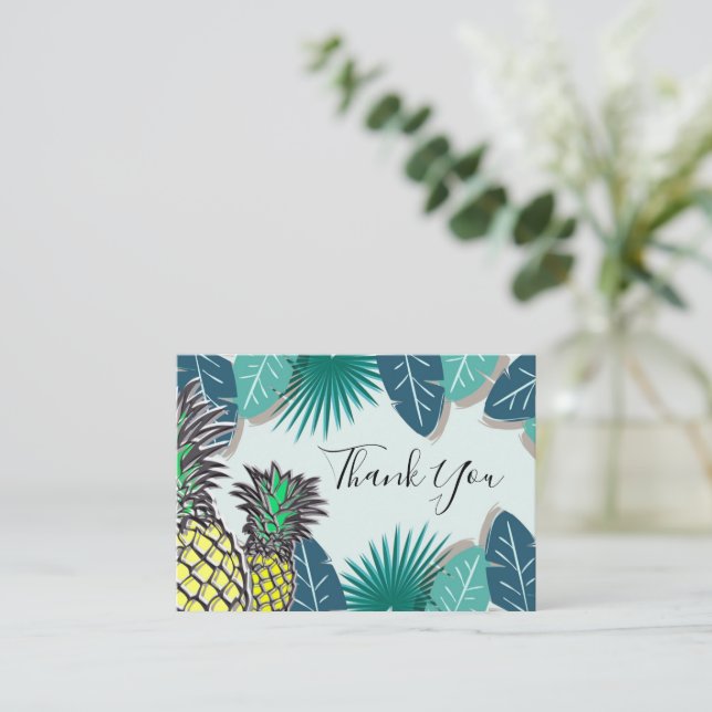 Pineapple Tropical Leaf Thank You Card (Standing Front)