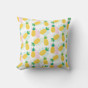 Pineapple Tropical Leaves Fern Yellow Green Summer Cushion