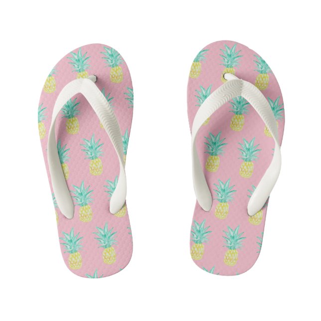 Pineapple Tropical Pink Flip Flops (Footbed)