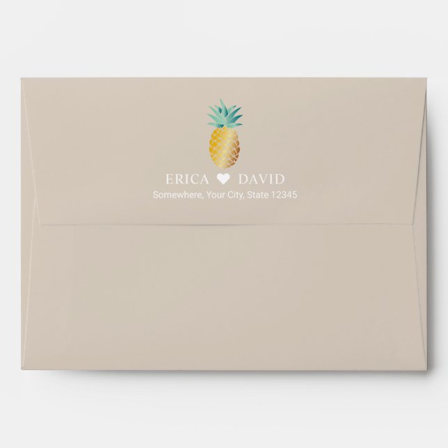 Pineapple Tropical Summer Wedding Envelope (Back (Top Flap))