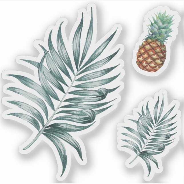 Pineapple Tropical Watercolor Jungle Palm Pattern (Front)