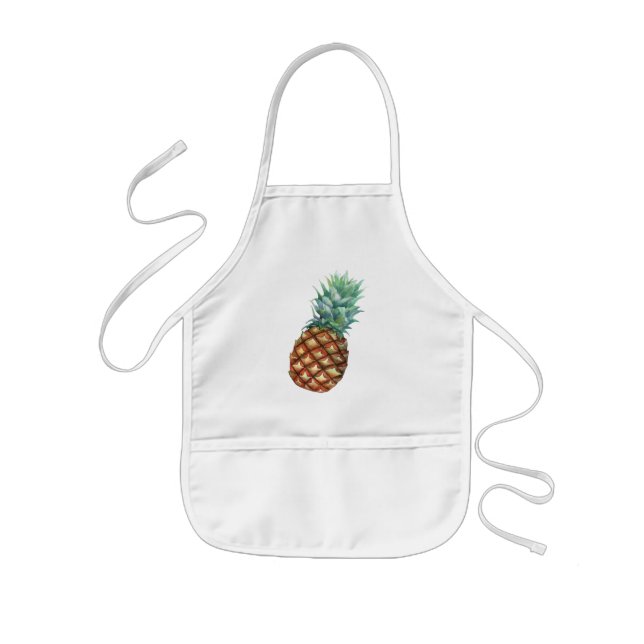 Pineapple Tropical Watercolor Jungle Palm Pattern Kids Apron (Front)