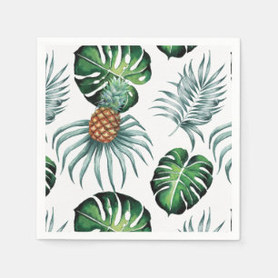 Pineapple Tropical Watercolor Jungle Palm Pattern Napkin