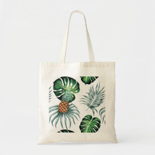 Pineapple Tropical Watercolor Jungle Palm Pattern Tote Bag