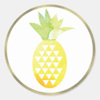 Pineapple Tropical Watercolor Simulated Foil Pina