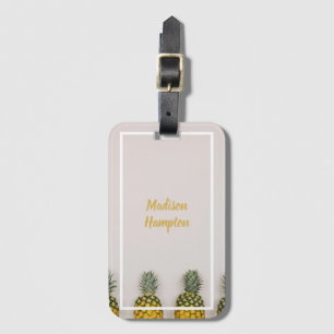 Pineapple Tropical with Name Luggage Tag