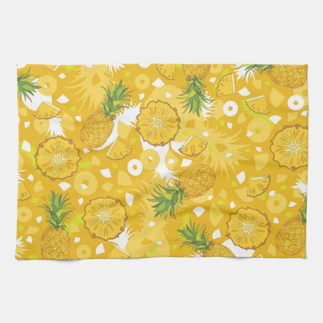 Pineapple - Tropical Yellow Kitchen Towel (Horizontal)