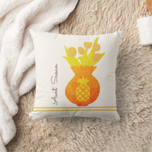 Pineapple Tulip Modern Floral Elegant Aunt Name Cushion