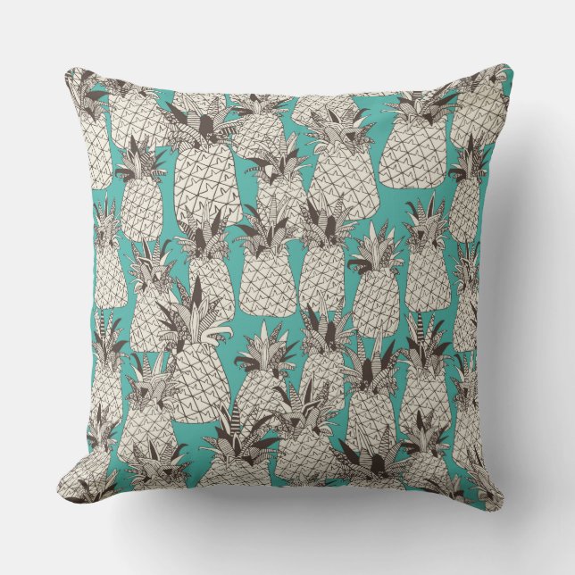 pineapple turquoise sea cushion (Front)