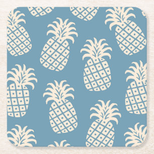 Pineapple Twist Tropical Design Square Paper Coaster