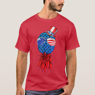 Pineapple Upside Down American Flag Sunglasses 4th T-Shirt