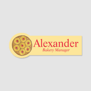 Pineapple Upside Down Cake Business Bakery Food Name Tag