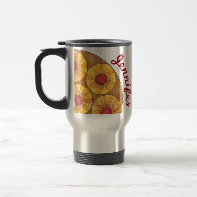 Pineapple Upside Down Cake Personalised Foodie Travel Mug (Left)