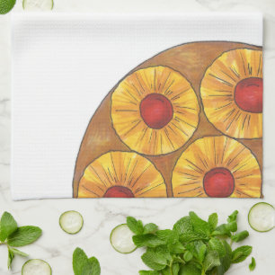 Pineapple Upside Down Cherries Dessert Cake Baking Tea Towel