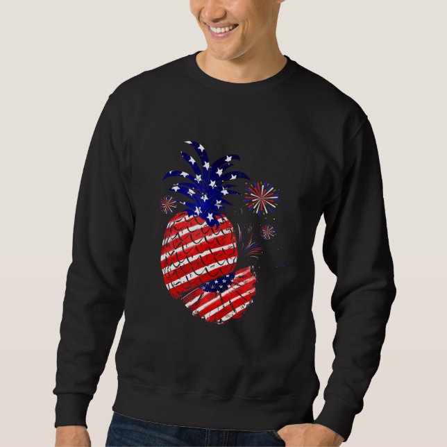 Pineapple Us Flag 4th Of July Patriotic Independen Sweatshirt (Front)
