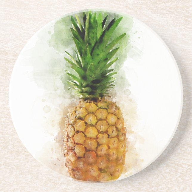 Pineapple Watercolor Coaster (Front)