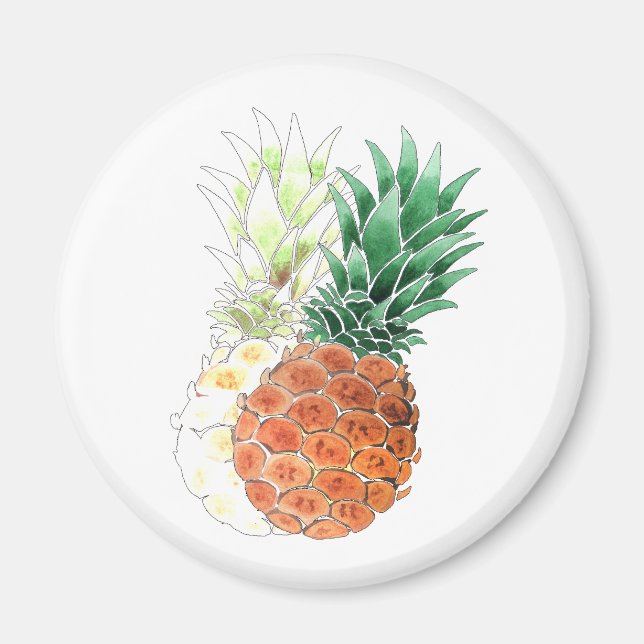 Pineapple, watercolor . magnet (Front)