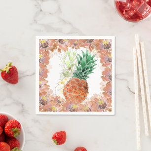Pineapple, watercolor . napkin