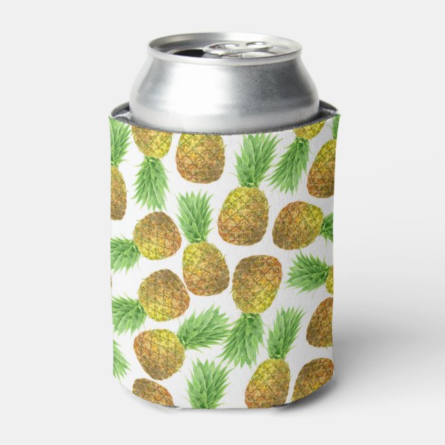 Pineapple watercolor pattern can cooler (Can Front)