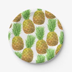 Pineapple watercolor pattern paper plate