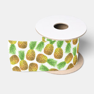 Pineapple watercolor pattern satin ribbon