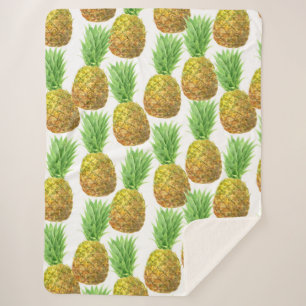 Pineapple watercolor pattern sherpa blanket