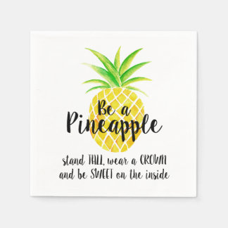 Pineapple Watercolor Stand Tall Wear a Crown Napkin