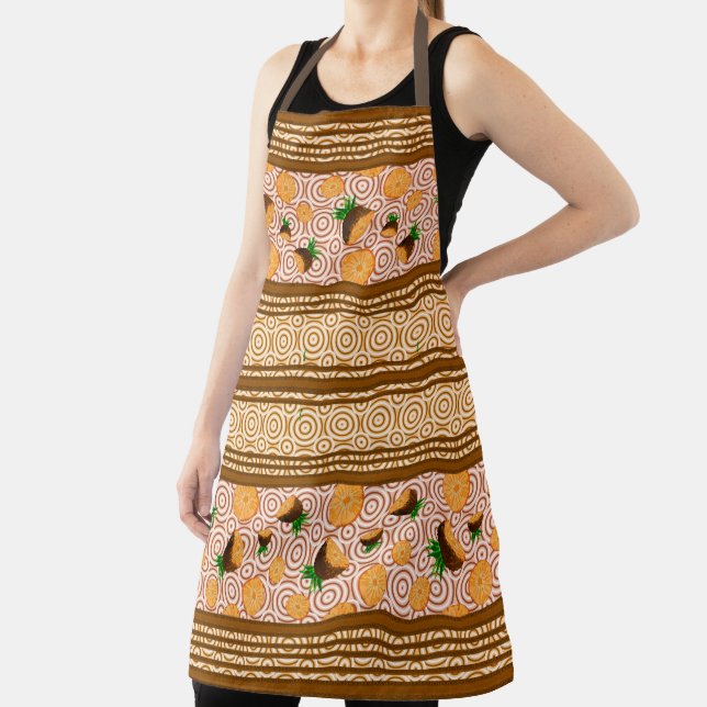 Pineapple Watercolor Stripes and Circles Apron (Insitu)