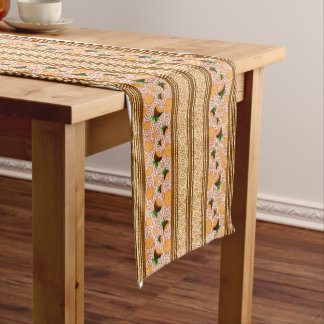 Pineapple Watercolor Stripes and Circles Short Table Runner
