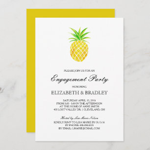 Pineapple Watercolor Tropical Engagement Party Invitation