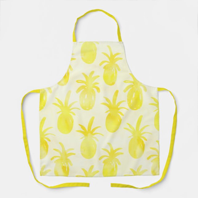 Pineapple watercolour yellow  apron (Front)