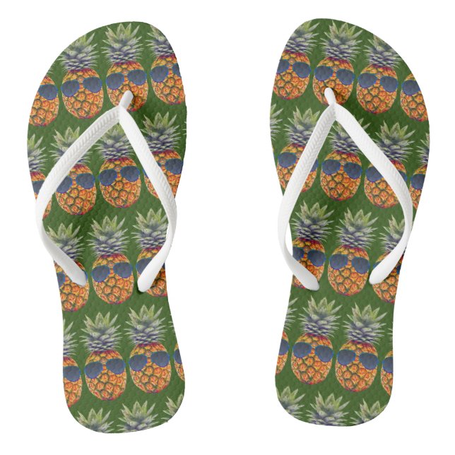 Pineapple Wearing Sunglasses Pattern Foodies, ZSSG Jandals (Footbed)