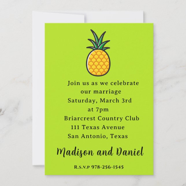 Pineapple Wedding Party Tropical   Invitation (Front)