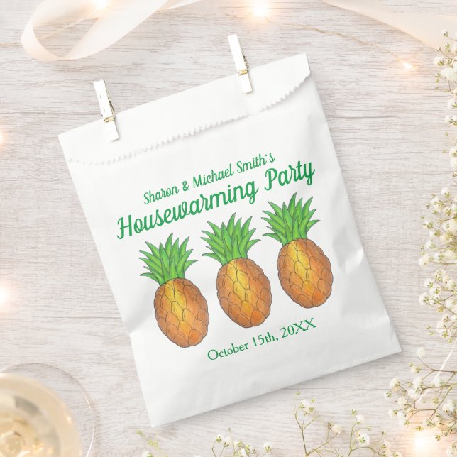 Pineapple Welcome Open House Housewarming Party Favour Bags (Clipped)